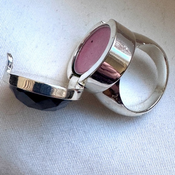 đź’‹ Elegant Silver and Black Sephora 2007 Anniversary Lip Gloss Cocktail Ringđź’‹ - Picture 11 of 16